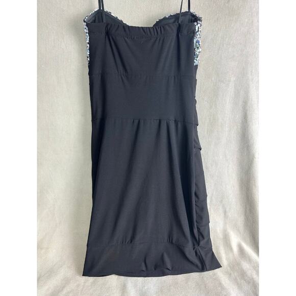 Deb Y2K Black Body Con Dress Sequin Small Club Mini Dress Glam - Picture 3 of 5